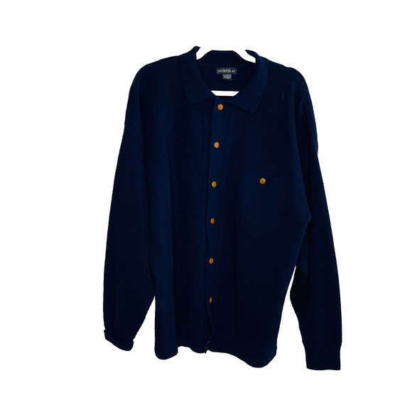 North 44 Other - North 44 Mens 100% Lambs Wool Cardigan Sweater Size L Blue Button Up Long Sleeve